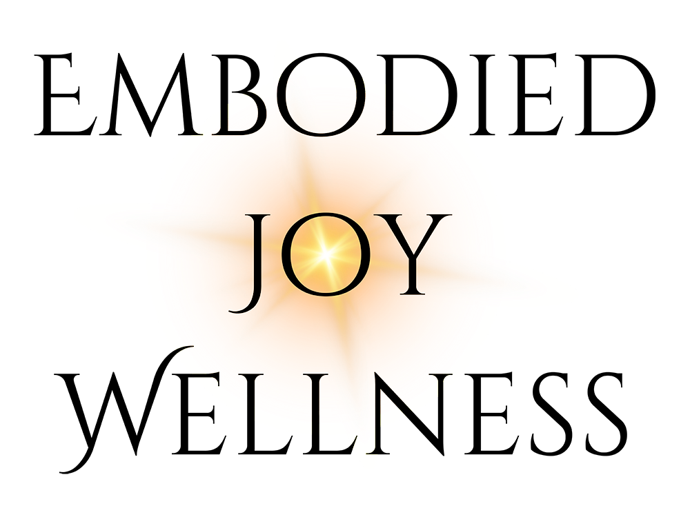 Embodied Joy Wellness logo featuring radiant center symbol representing holistic wellness, balanced living, fitness mindset, and personal transformation